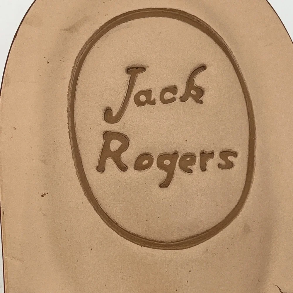 Jack Rogers Sandals Thong Wedge Purple Leather Gold Medallion Womens Size‎ 7M